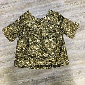 Gold/Olive Green Sequined Top
